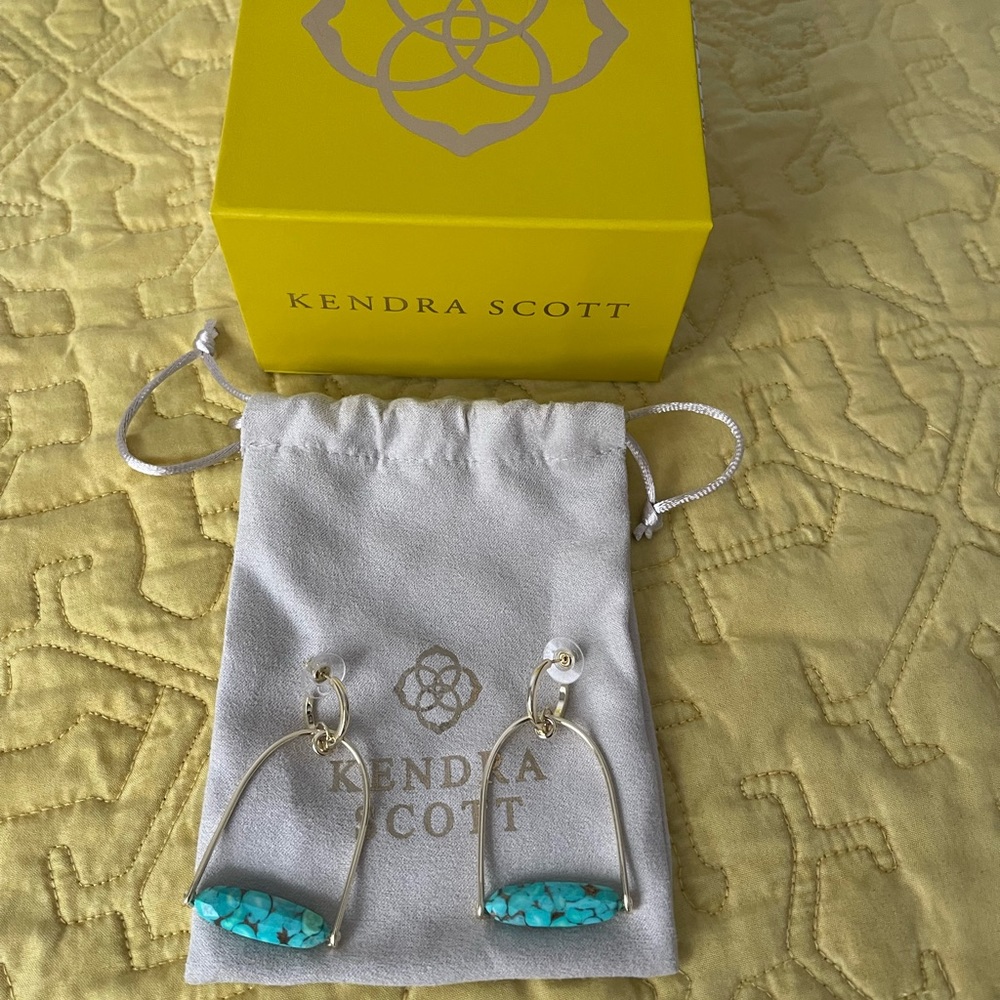Kendra Scott blue and gold earrings